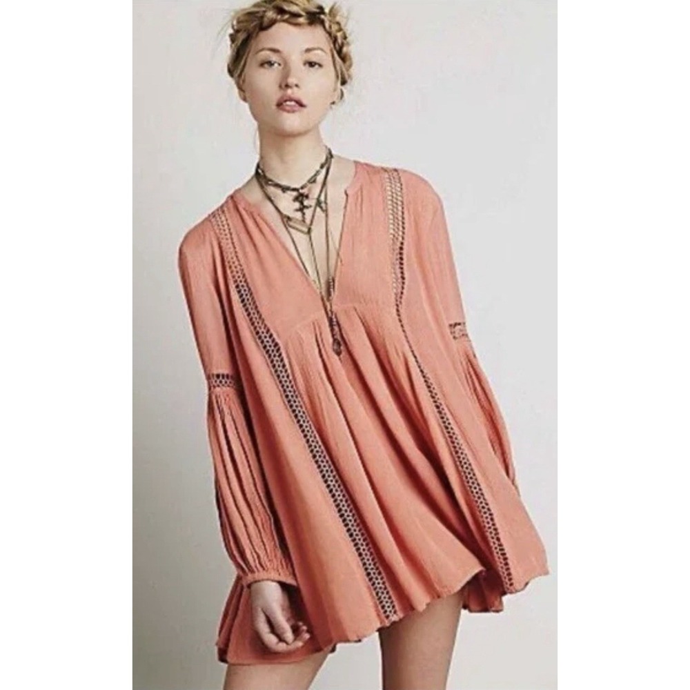 Free People Dress Small Just the Two of Us Boho Balloon Sleeve Babydoll #K2-3